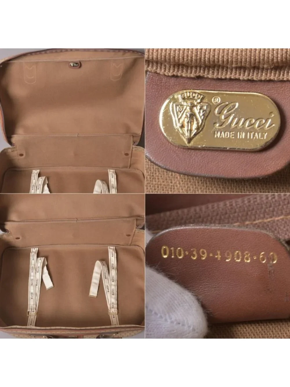 Gucci Vintage Micro GG Boston Bag Leather Brown